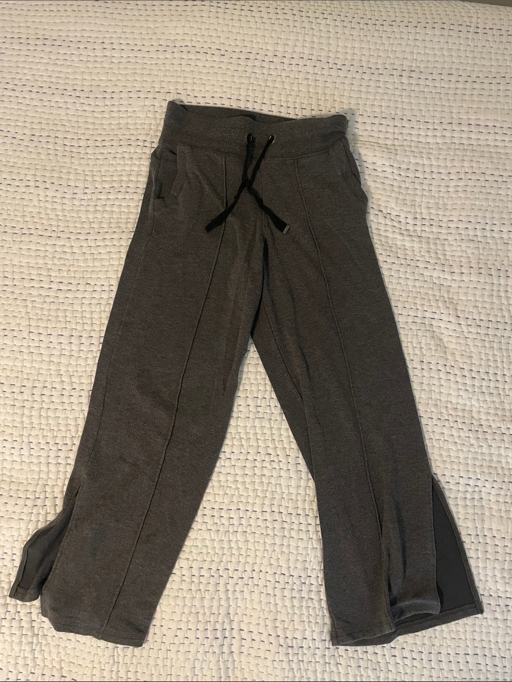 Athleta Sierra Wide Leg Split Sweatpants - Grey - small